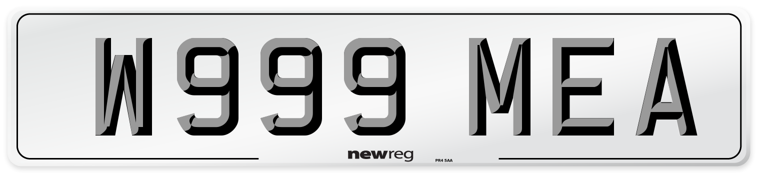 W999 MEA Number Plate from New Reg